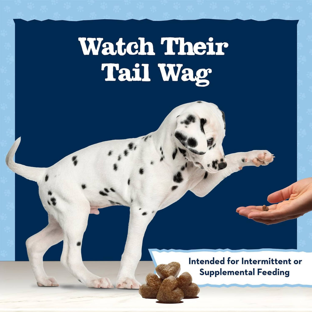 brown bite-size puppy training treats with intended-use text