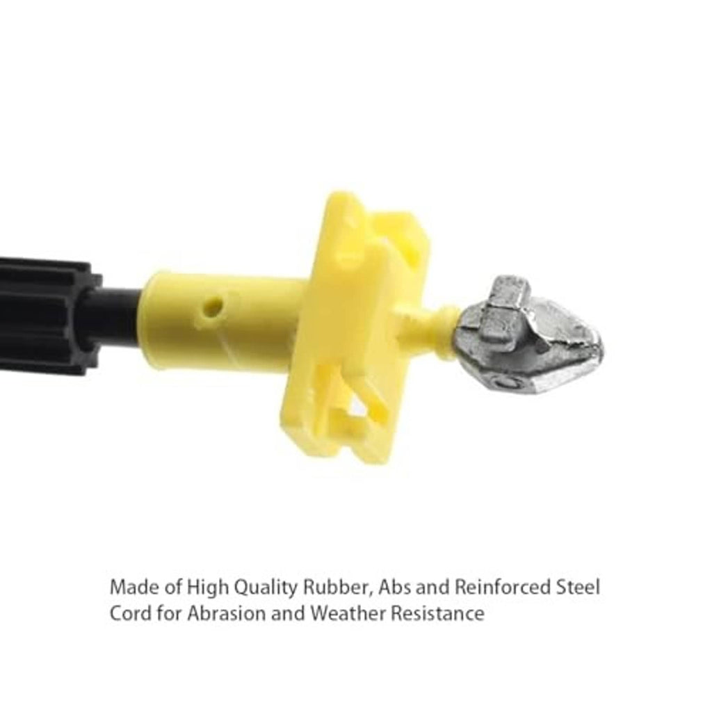Yellow connector block on front door lock cable with metal clamp