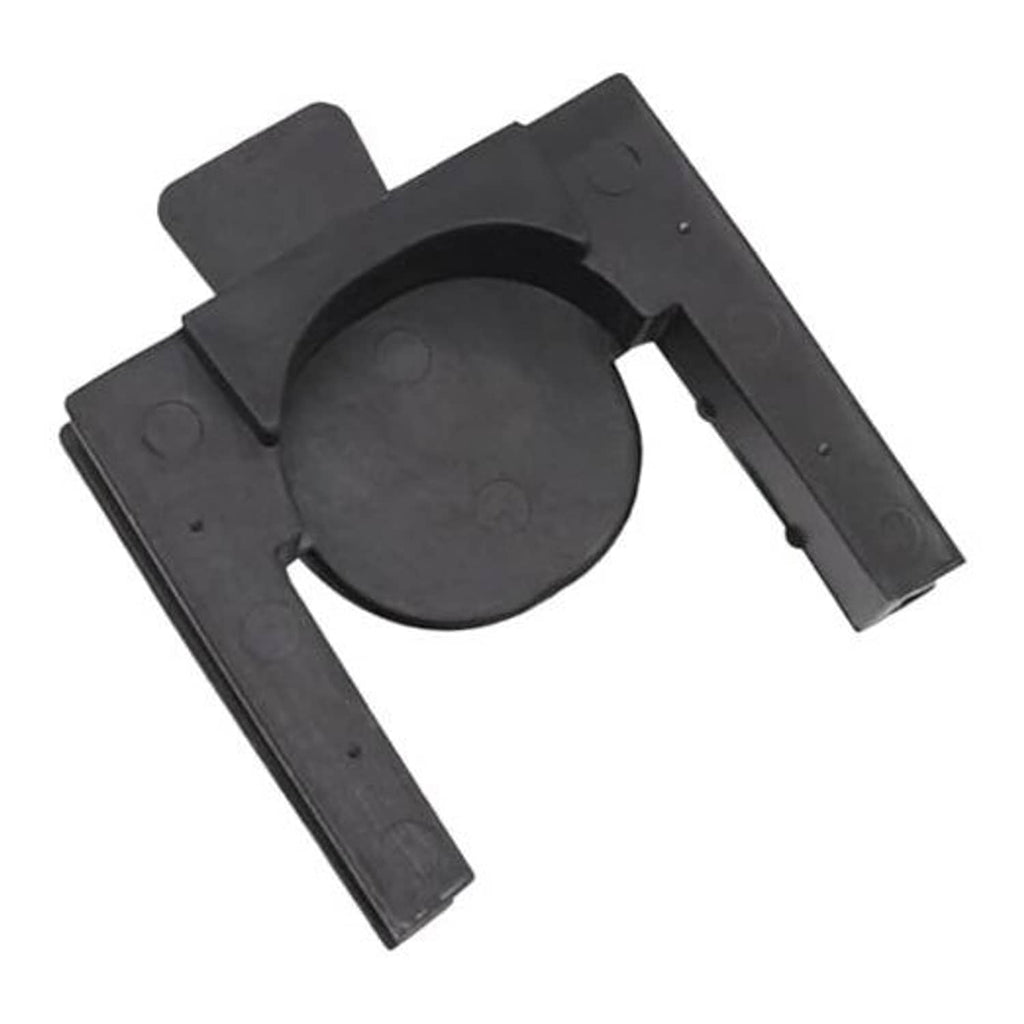 Black radiator upper bracket with circular mounting opening and side tabs