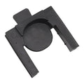 Black radiator upper bracket with circular mounting opening and side tabs