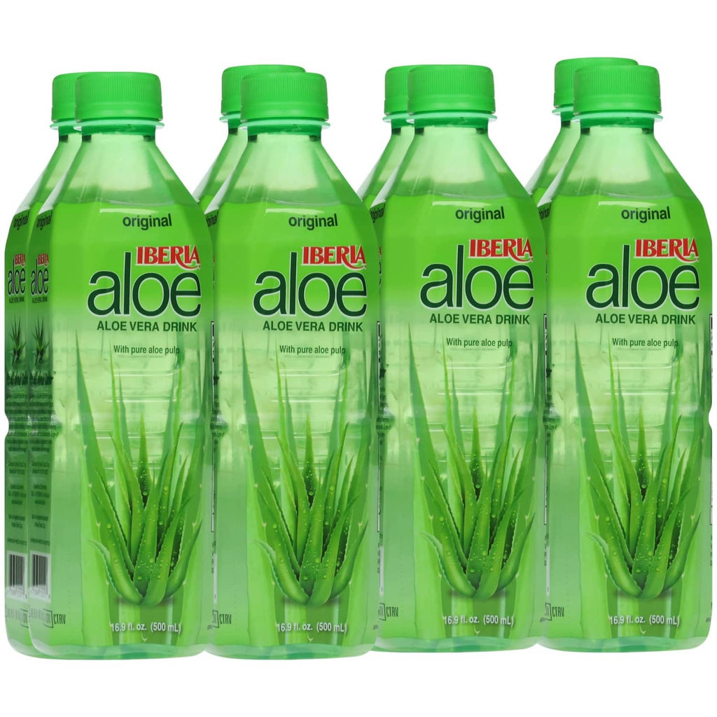 Iberia aloe vera juice drink bottles, 16.9 fl oz, green pack of 4