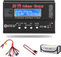 RC LiPo battery balance charger with LCD display and connection terminals, black casing