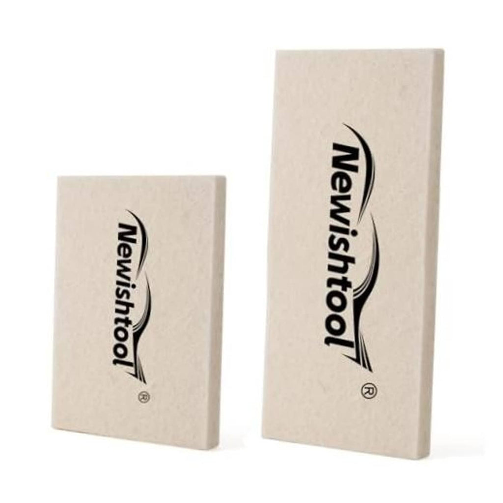Wool felt squeegee pads, rectangular beige blocks with Newishtool logo, 2-pack