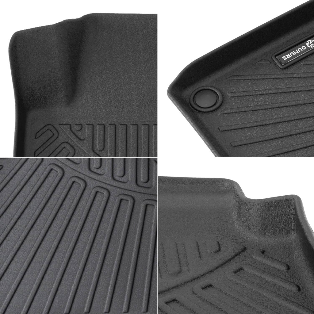 Black rubber floor mat surface with raised ridges and anti-slip grip details