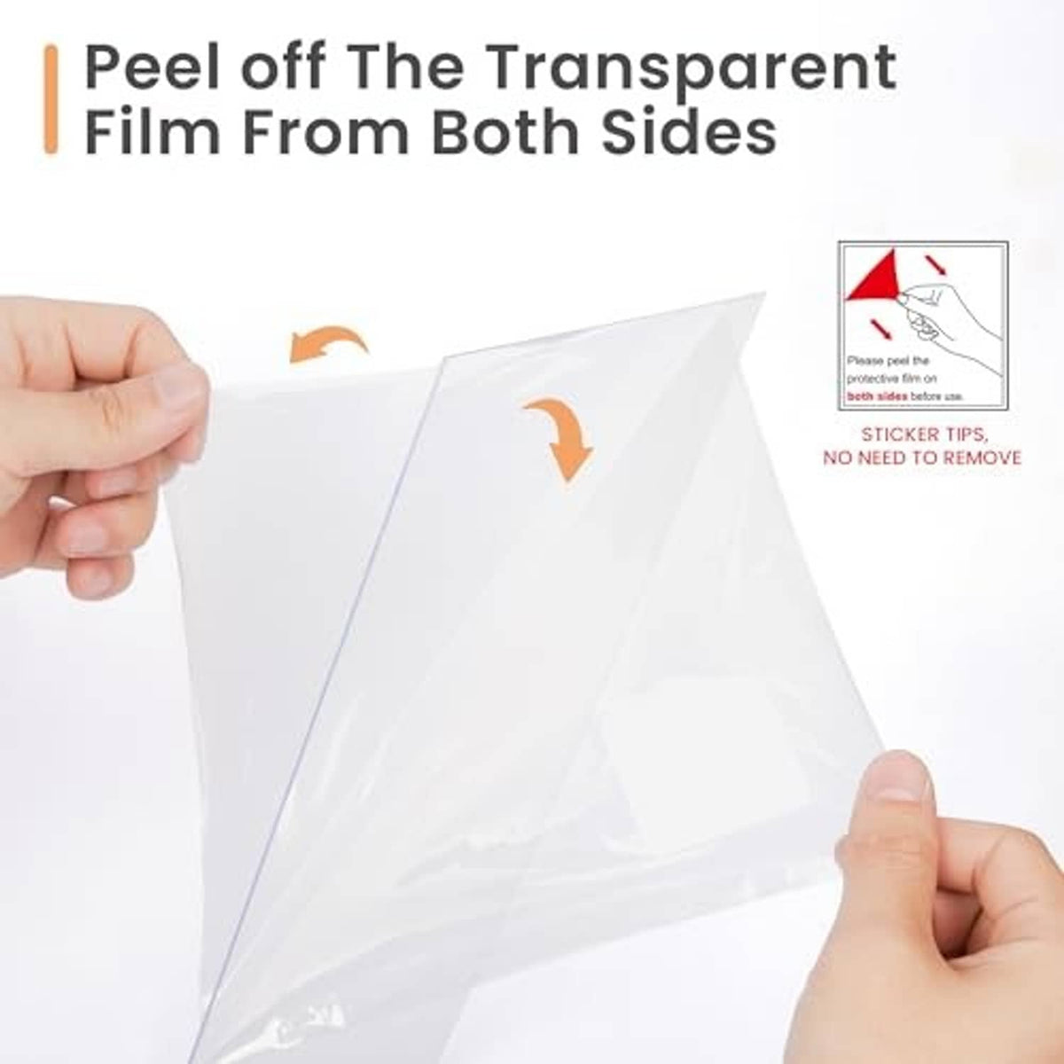 Protective transparent film for picture frame, peel off both sides