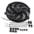 Black electric cooling fan kit with slim radiator fan and mounting hardware