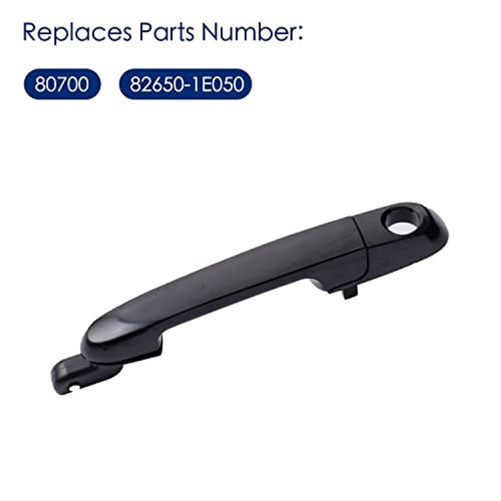 Exterior front left door handle replacement, dark gray/black with circular hole on top