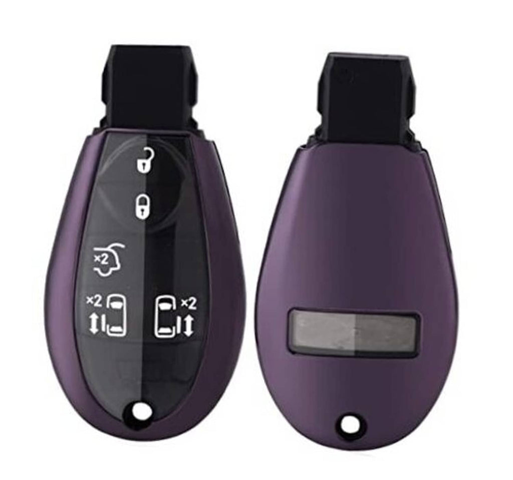 Dark purple smart remote key fob cover case with keyring loop and button cutouts