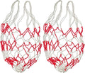 Carboy carrier net straps, two-pack with white cords and red mesh loops.