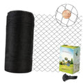 Black bird netting roll with diamond mesh sheet and clips, heavy-duty garden protection