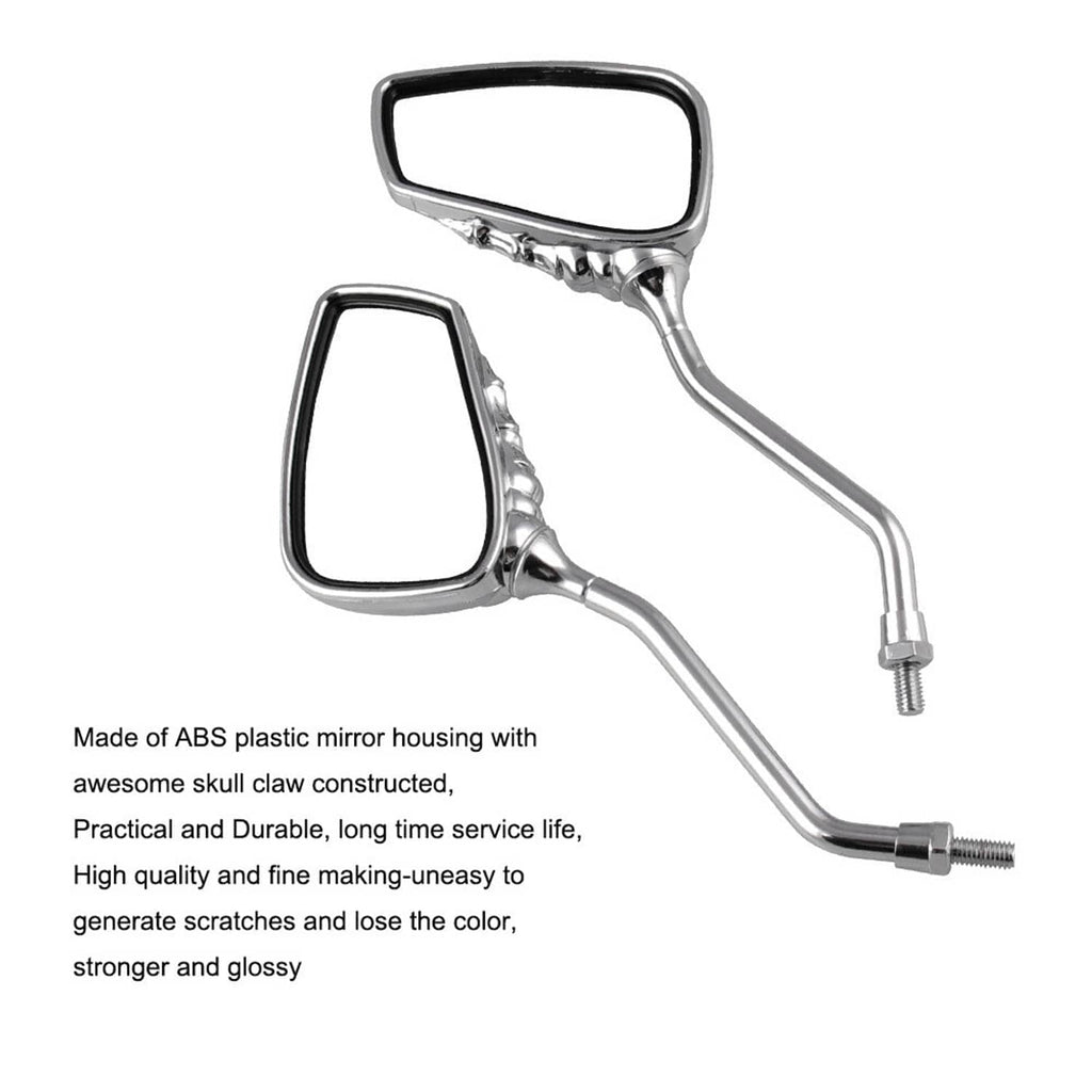 Chrome mirror housing pair with skull-claw design and rectangular mirror frames