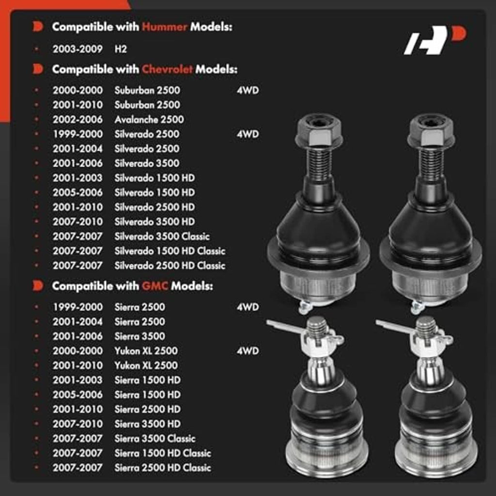 Two ball joints with black rubber boots and silver metal housings, threaded studs