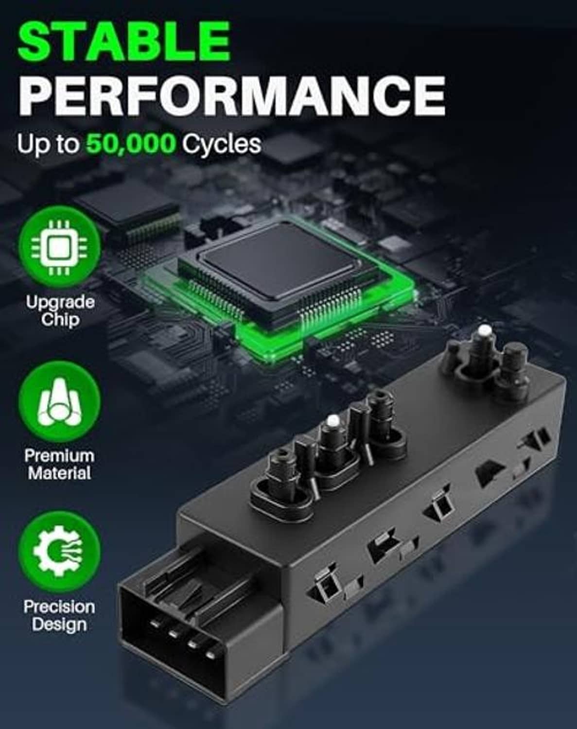 Power seat switch module with circuit board graphic and multi-button top