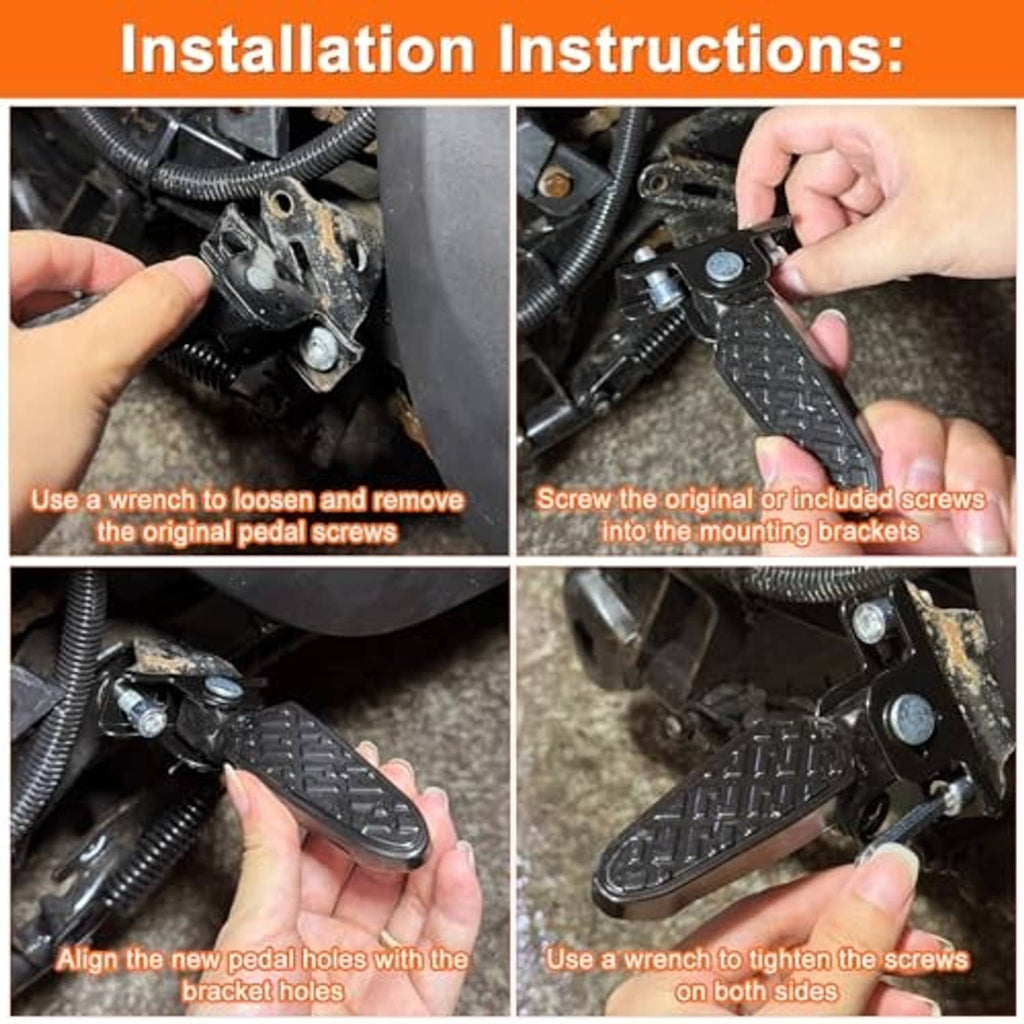 Foldable scooter foot pedal installation with textured step and metal mounting bracket