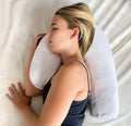 Side sleeper pillow with ear hole, white U-shaped headrest for side sleeping