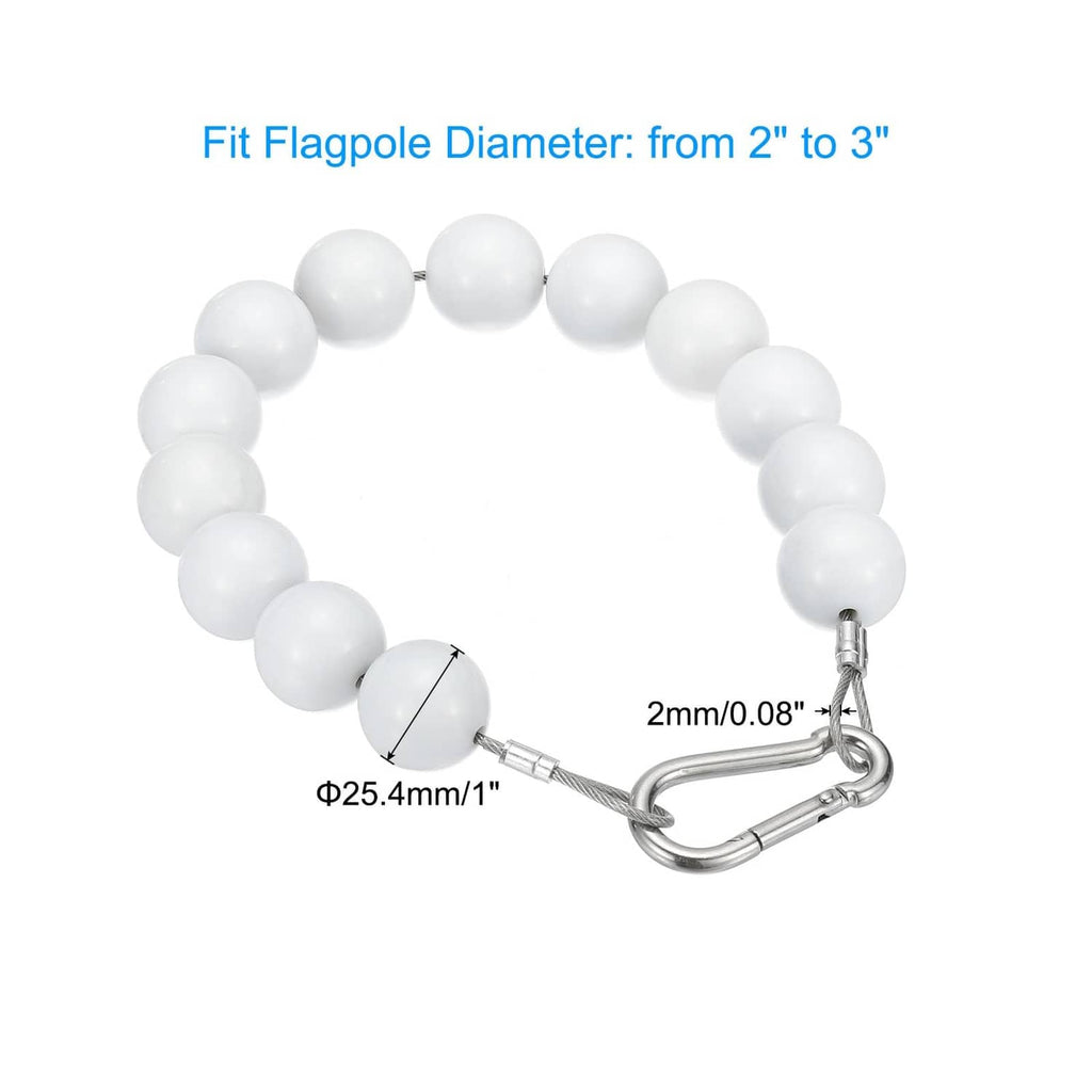 White bead flagpole retainer ring with metal snap clasp