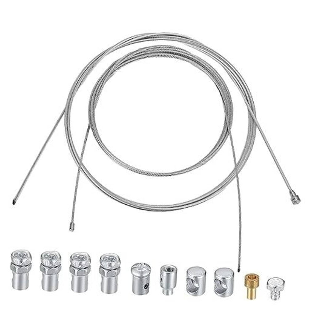 Universal brake cable repair kit with coiled steel wire and metal end ferrules
