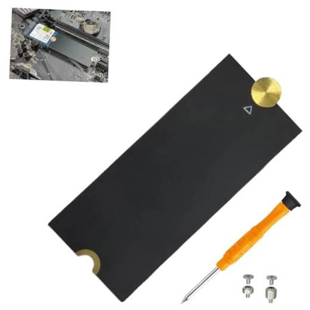 M.2 PCB extension bracket, black plate with bronze mounting tabs