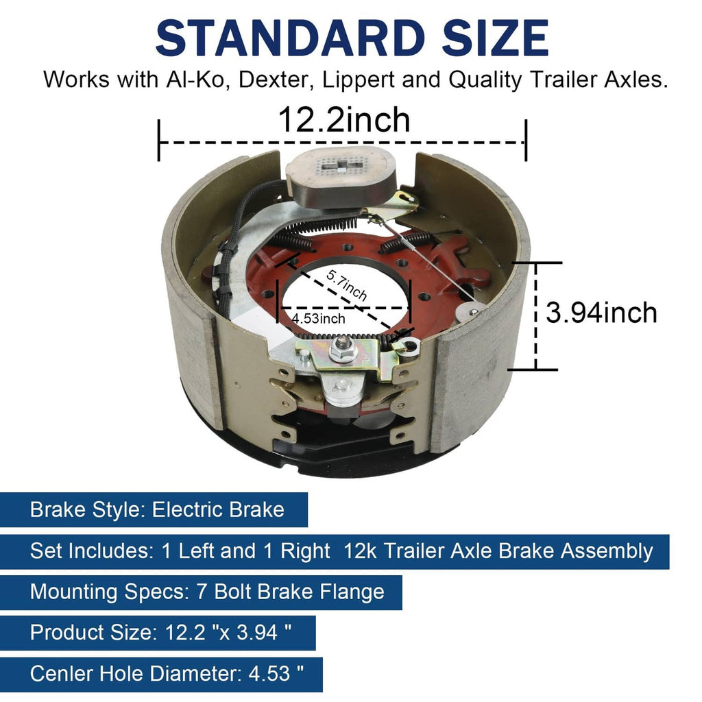 Electric trailer brake backing plate assembly with red backing plate and actuator module