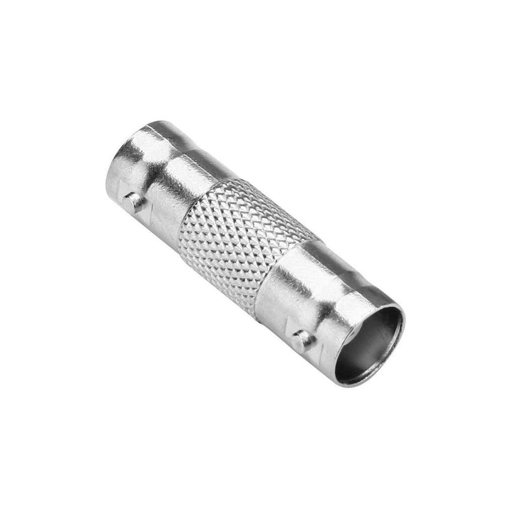 BNC barrel female-to-female coax connector with knurled metal grip