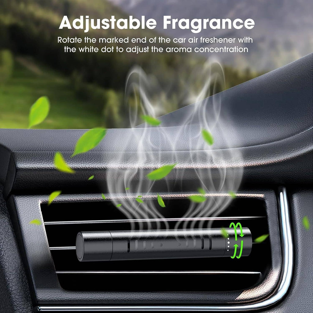 Black car air freshener diffuser clip for an AC vent with adjustable scent direction