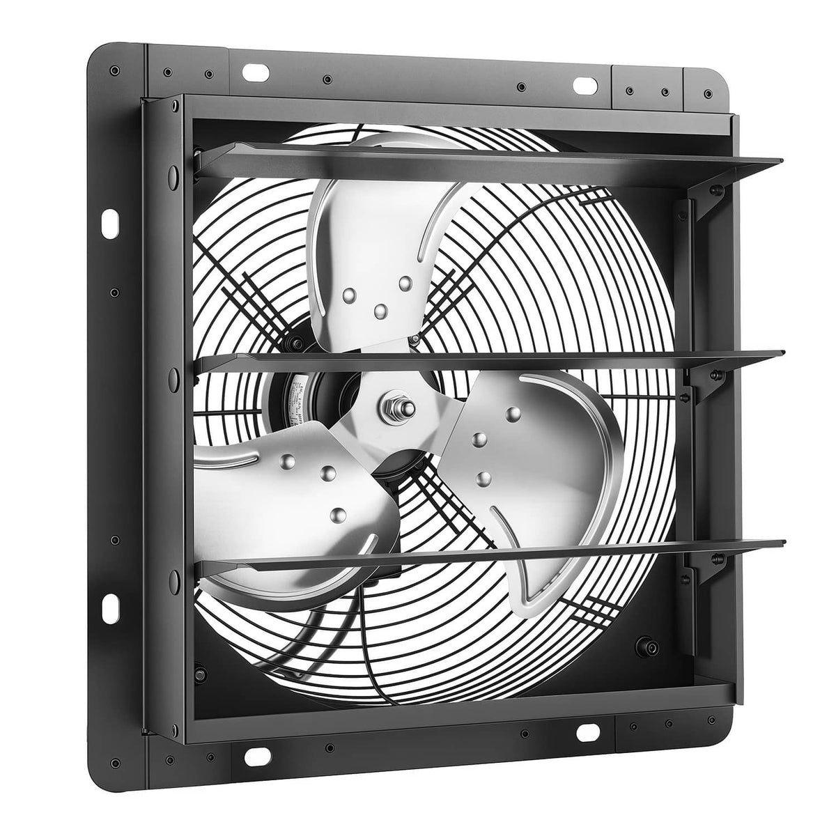 10-inch wall-mount shutter exhaust fan front view with metal fan blades