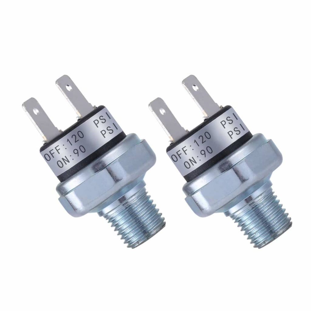 Air pressure switch with mounting tabs and 1/4-18 NPT threads, metal body