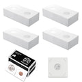 Pack of white 2x2 coin flip sleeves with two circular cutouts for dime storage