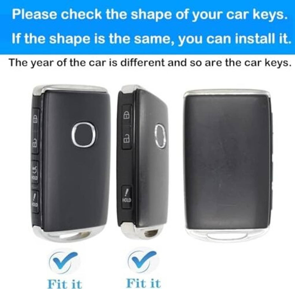 Key fob cover fit guide showing multiple key fob shapes and oval keyhole openings