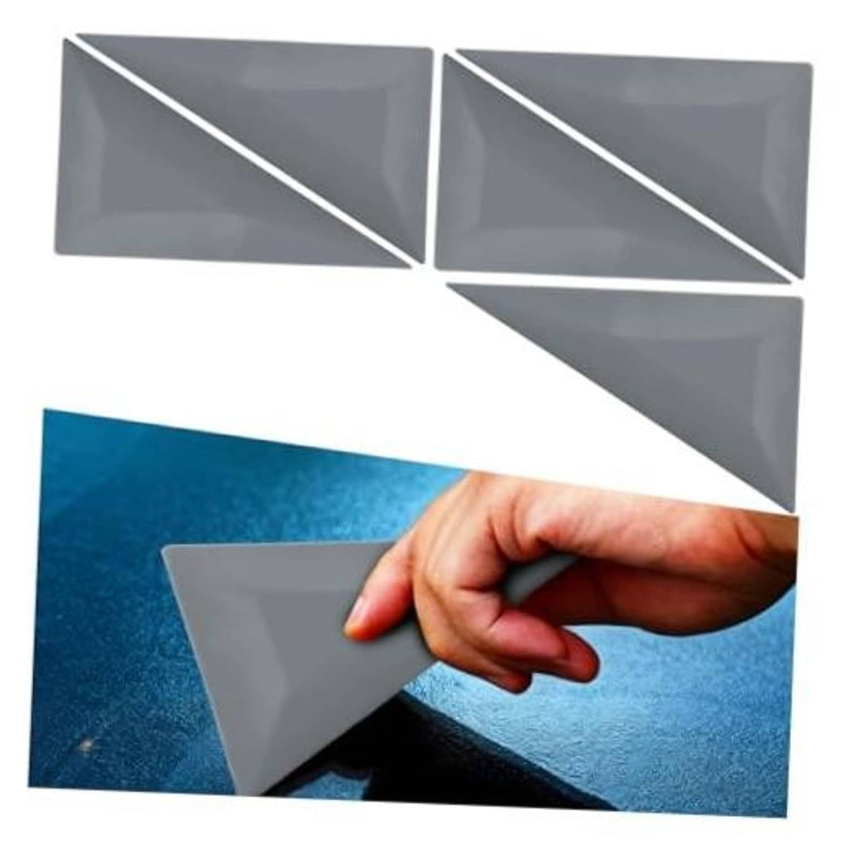 Gray triangular plastic window tint squeegee set, flexible contour edge