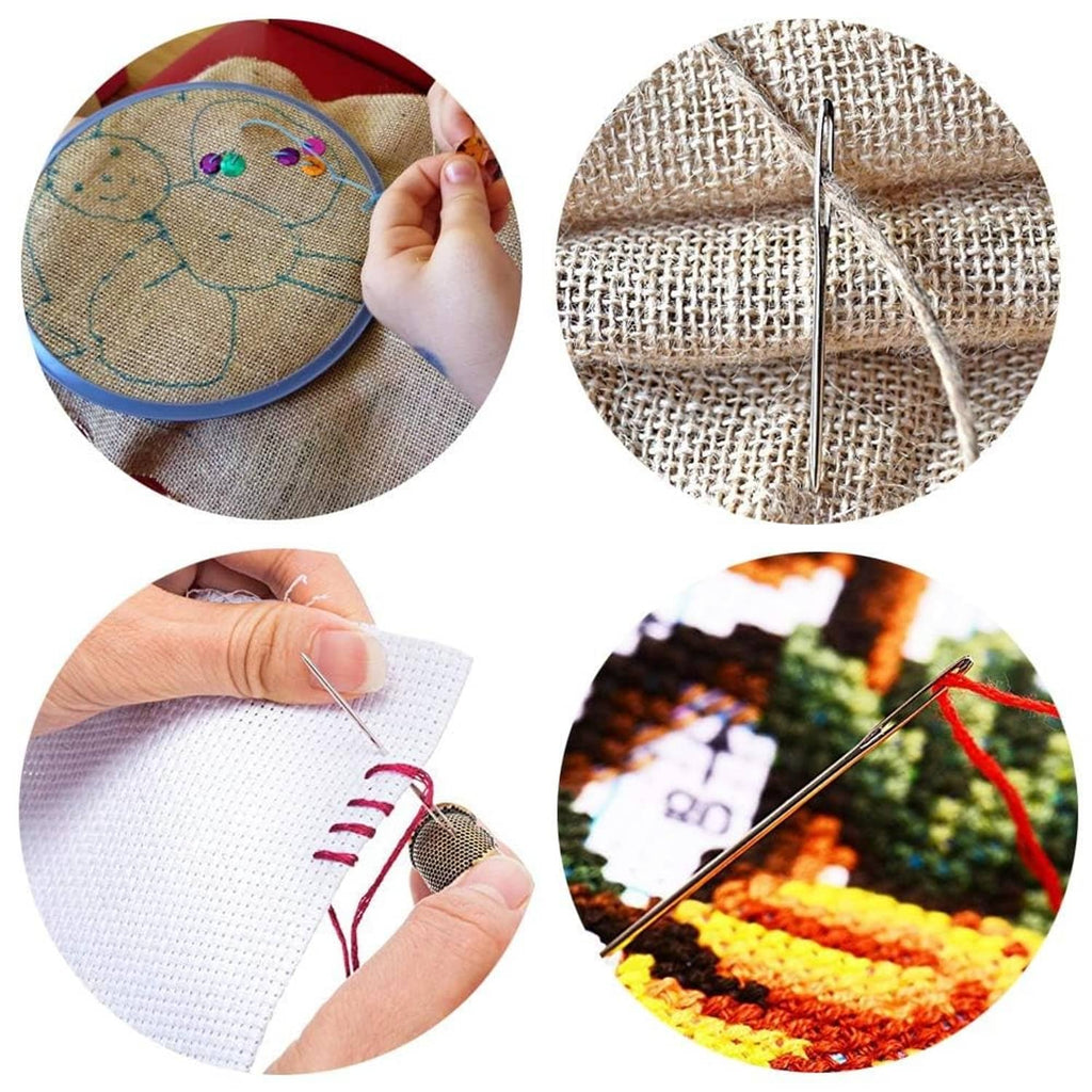 Hekisn large-eye blunt needle working on woven fabric for cross-stitching