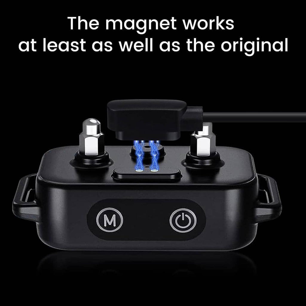 Black magnetic charging base with LED indicator and cable connector