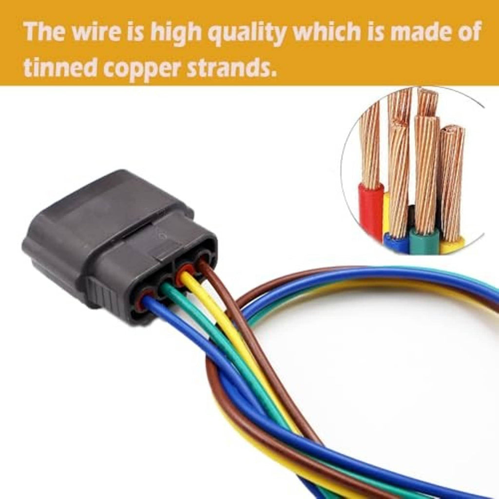 TPS wire pigtail showing gray plug and multicolor tin-copper strands inside insulation