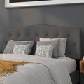 Dark gray queen tufted fabric headboard with buttoned diamond pattern
