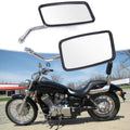 Universal square rearview mirror pair with black frames and chrome stems