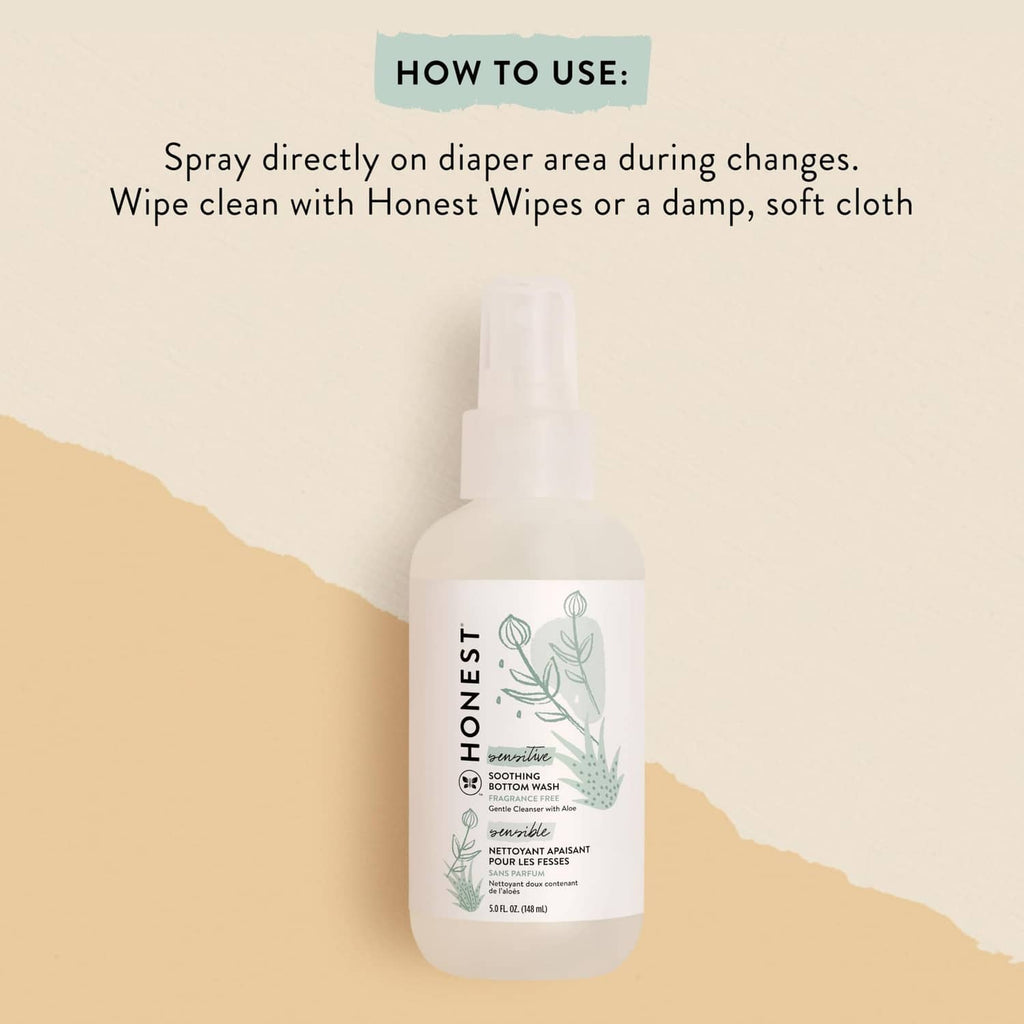 The Honest Company soothing baby bottom wash bottle, white spray pump dispenser