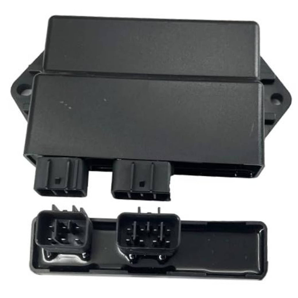 CDI ignition module box with black housing and visible connector ports, front view