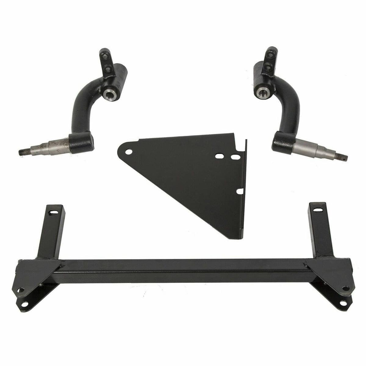 Black spindle lift kit frame with two curved arms, triangular plate, and side brackets