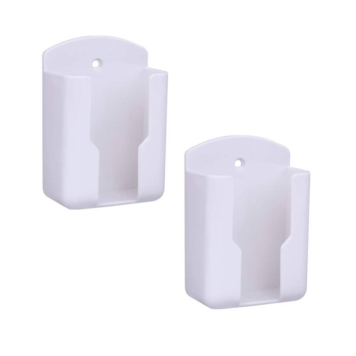 Pack of 2 white self-adhesive remote control wall holders