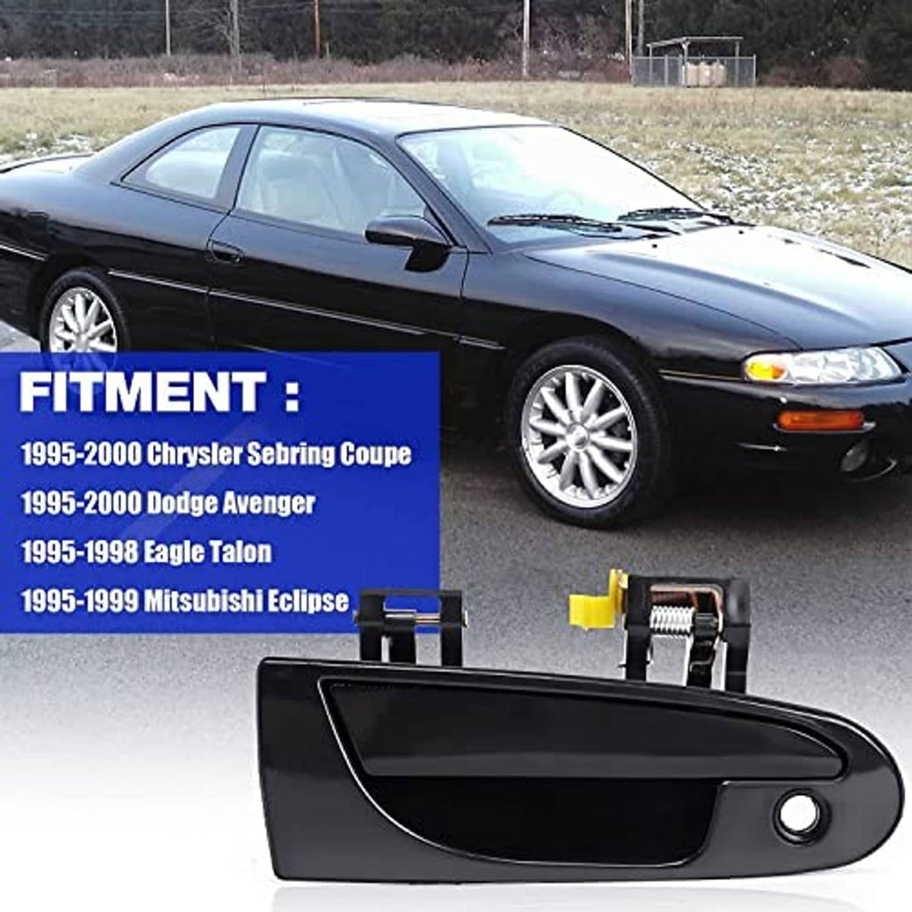 Black exterior door handle with round keyhole on the front door panel
