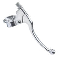 Left clutch brake lever perch with silver chrome handle and mounting clamp