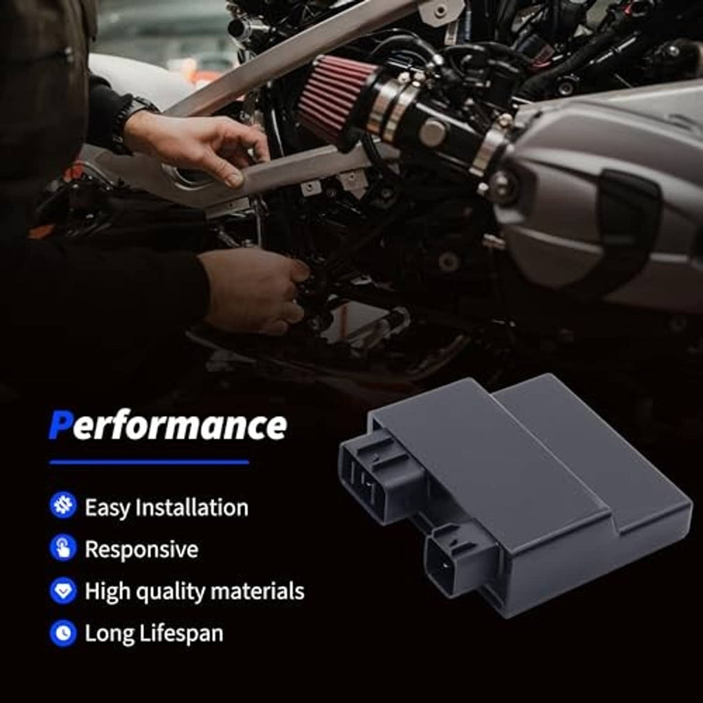 Ignition CDI module box in dark gray with attached multi-pin plugs