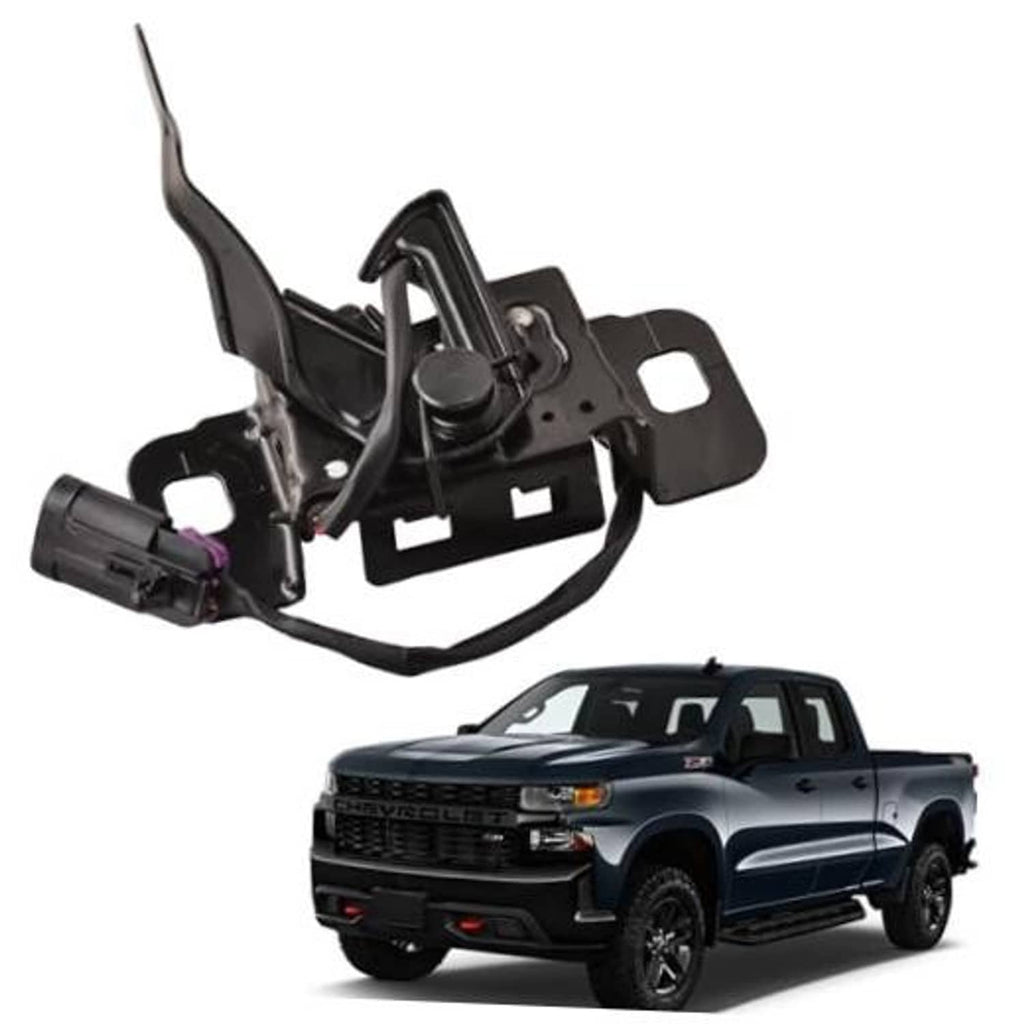 Black engine hood latch assembly with mounting bracket and latch actuator