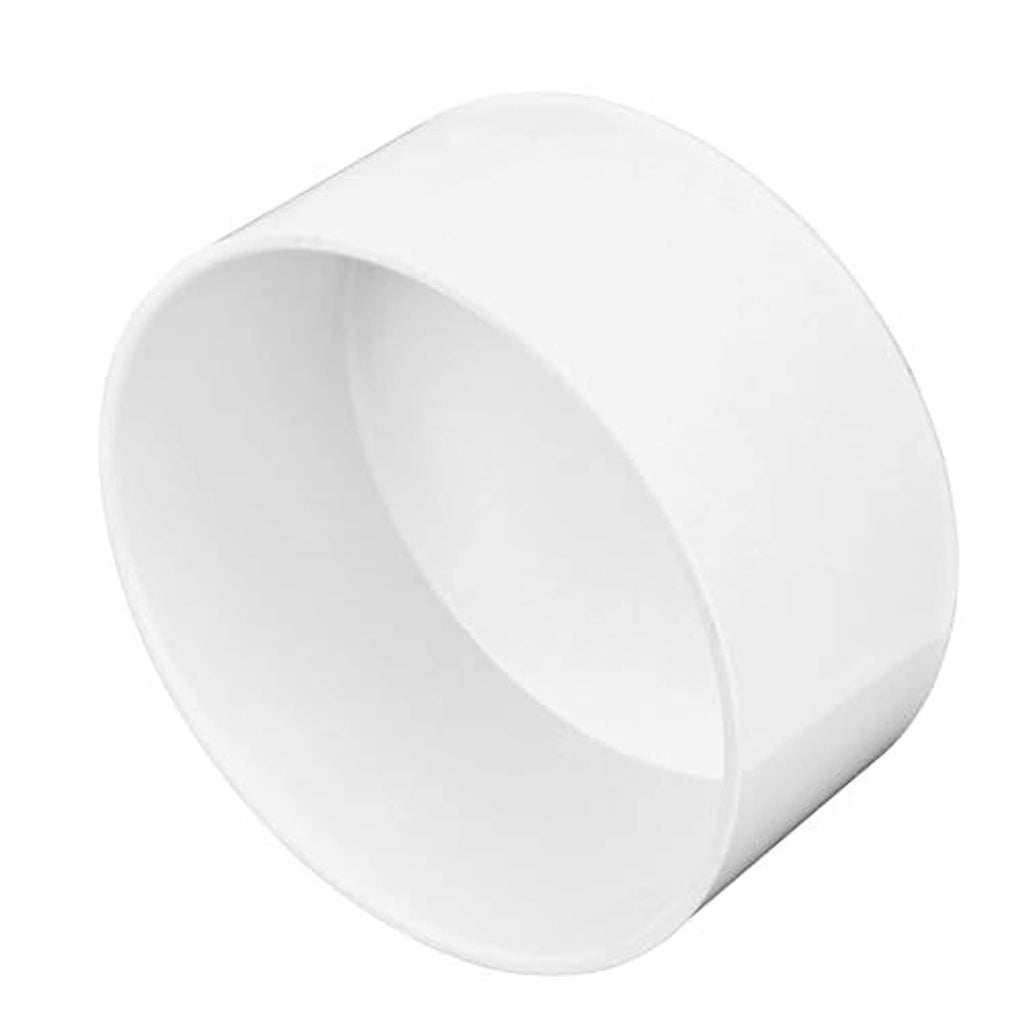 White 6-inch PVC S&D end cap showing inner opening
