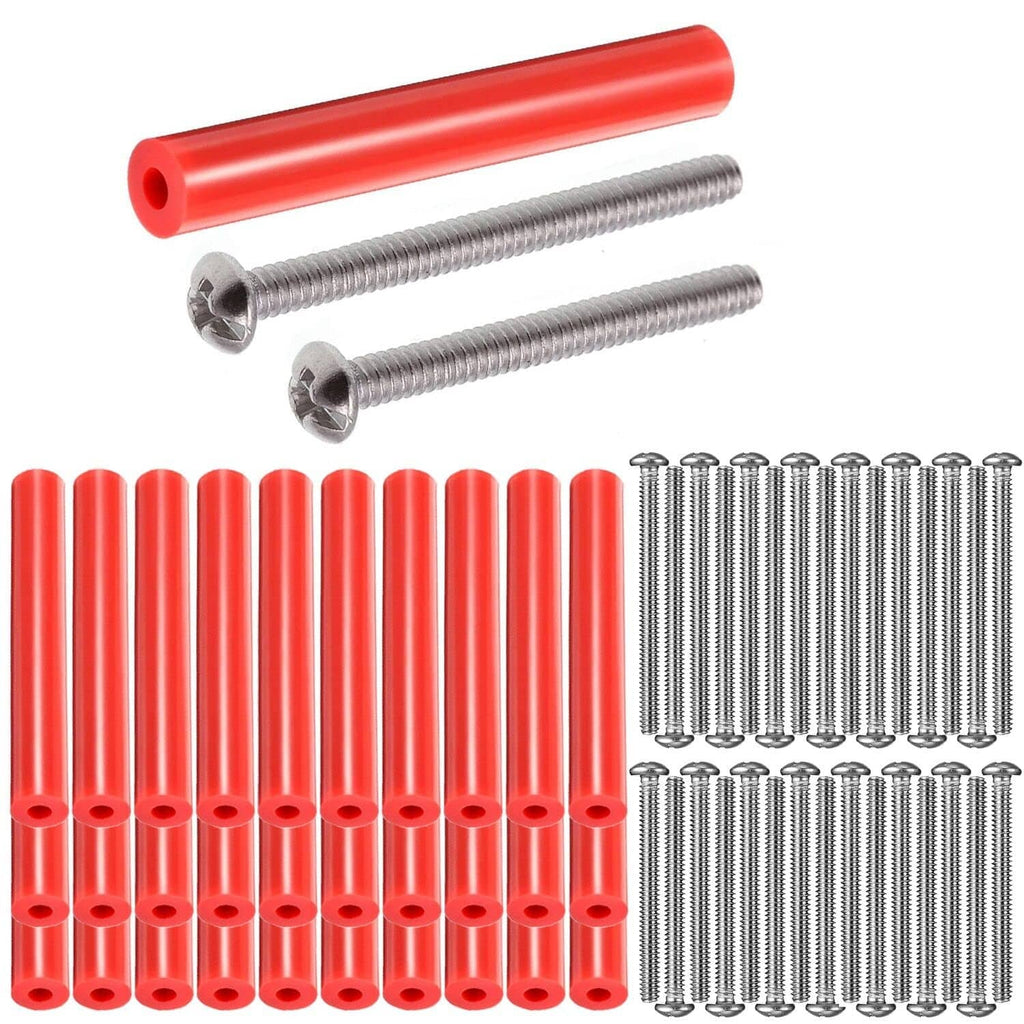 Red electrical box extender tubes with long screws, 60-pack set