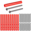 Red electrical box extender tubes with long screws, 60-pack set