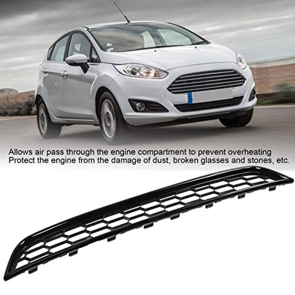 Front bumper hood grille with black hexagon mesh and slim perimeter frame