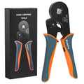 Wire ferrule crimping pliers with square jaw, orange and gray non-slip handles