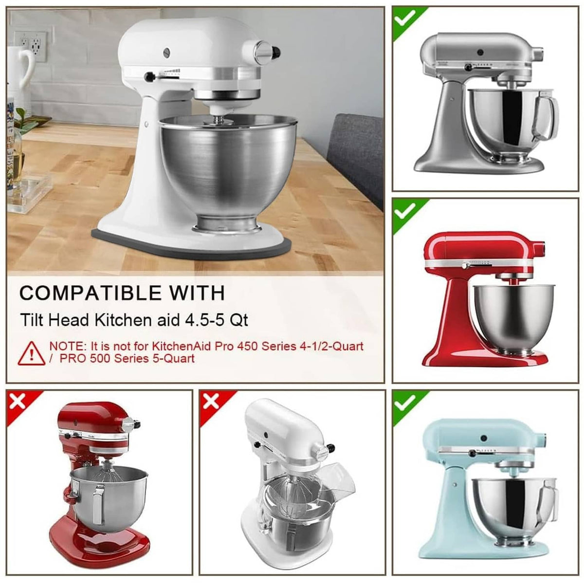 Black mixer slider compatibility guide for KitchenAid tilt-head stand mixer