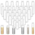 Set of clear plastic coin tubes with white lids, assorted sizes